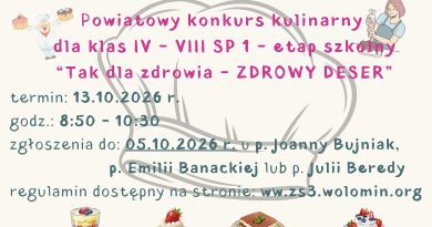 Konkurs kulinarny „Tak dla zdrowia” – etap szkolny