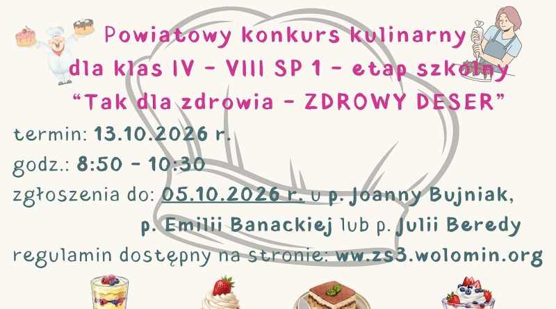 Konkurs kulinarny „Tak dla zdrowia” – etap szkolny
